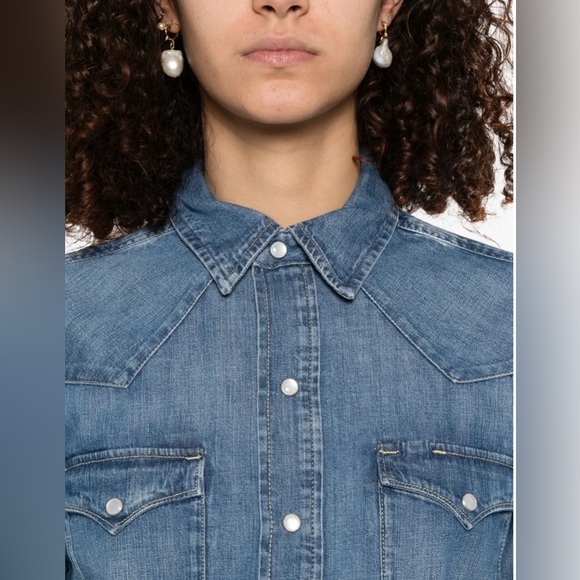 Polo Ralph Lauren Denim Western Shirt Pearl Snap Button Up Top Shirt Women’s XL - Picture 8 of 16